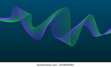 Background Bright Green Pink wave lines. Flowing waves design. Abstract digital equalizer sound wave Flow. Line Vector illustration for tech futuristic innovation concept background Graphic design.