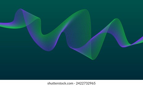 Background Bright Green Pink wave lines. Flowing waves design. Abstract digital equalizer sound wave Flow. Line Vector illustration for tech futuristic innovation concept background Graphic design.