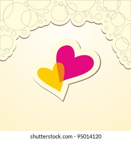 Background with bright hearts