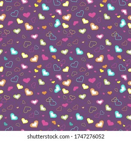 Background with bright hearts .Vector illustration