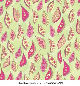 Background with bright leaves and ornaments