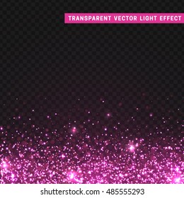 Background with bright light sparkles effect. Glitter decorative element. Glow light pink particles. Glamor fashion Luxury glitter. vector illustration