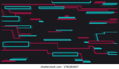 Background with bright lines drawn in volume in the style of a popular social network. Digital background, pattern. Vector illustration