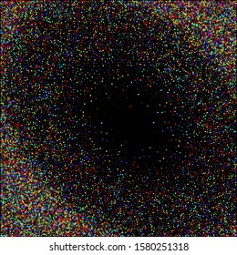 Background from bright multi-colored confetti. Festive confetti. Celebration of the stars. Joyful confetti on a black background.