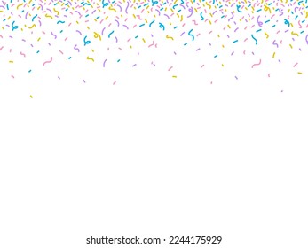 Background with a bright multicolored confetti on a white background. Vector illustration