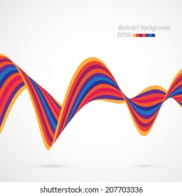 Background with bright multicolored ribbon on white