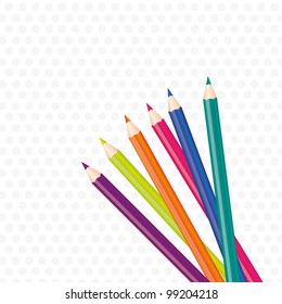 background brightly colored pencils on gray dots