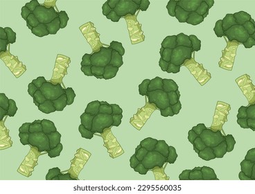 Background with broccoli. Background image. Abstraction. Beautiful patterns. Pattern. Vector illustration. Drawing by hand.