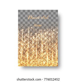 Background of the brochure with glare of golden light and festive lights