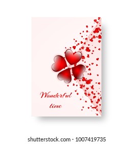 Background of a brochure with hearts for a romantic design for St. Valentine's Day, Mother's Day or birthday. Vector illustration