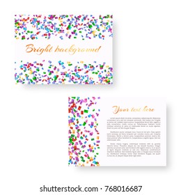 Background of brochure with small paper confetti for festive design