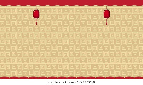 Background with brown chinese patterns illustration