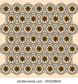 Background brown Hexagon brown stripes pattern. vector illustration wallpaper design.