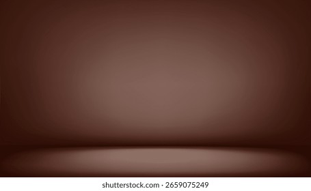 Background Brown Podium Studio With Kitchen Table, Wall Light,Autumn Fall Banner, Nature Texture And Leaves Backdrop, Concrete Product Gradient With Window Shadow For Cosmetic Display, Mockup And Presentation.