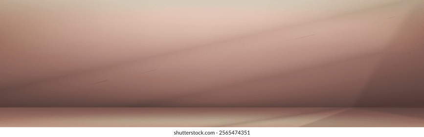 Background Brown Studio with Shadow on 3d Podium for Product Present,Backdrop Background Kitchen Room with Light on floor,Vector Minimalist Abstract Scene Display for Spring,Summer Cosmetic Banner