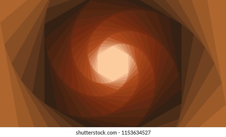 Background in brown tints. Abstract bg. Vector design. Monochrome background. A tunnel effect. Light at the end of the tunnel. 