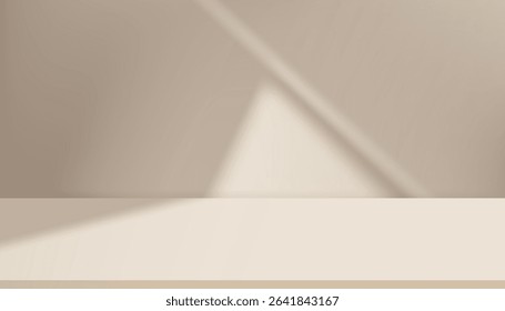 Background Brown Wall Studio Room and White Light,Shadow on Podium Stage for Product,Autumn Brown Backdrop.Fall Season scene banner with sunlight on floor texture,Interior Kitchen with blur gradient