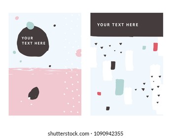 Background with Brush Painting geometric, creative pattern. Hand Drawn textures. Trendy Graphic Design for banner, poster, card, cover, invitation, placard, brochure, flyer. Vector Fashion Background.