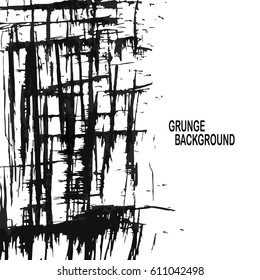 Background with brush strokes. Grunge design element for banner, poster, flyer. Distress texture effect. Brush strokes with splash, splatter torn edge. Vector text box