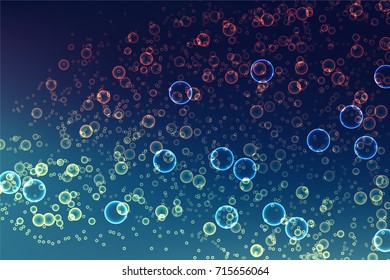 Background Bubbles with Glow on Colored texture. Abstract illustration of New Year or Other Holiday Designs