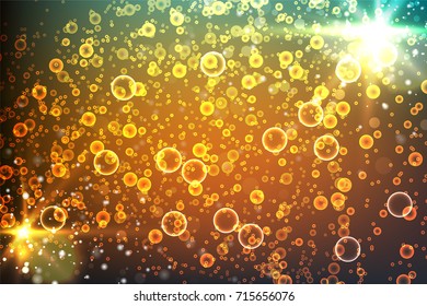 Background Bubbles with Glow on Colored texture. Abstract illustration of New Year or Other Holiday Designs