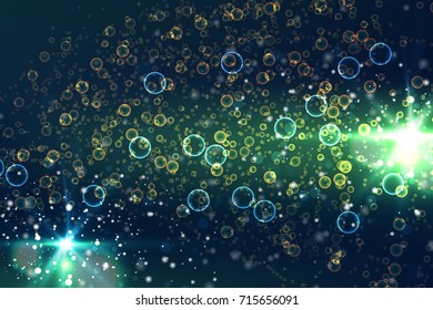 Background Bubbles with Glow on Colored texture. Abstract illustration of New Year or Other Holiday Designs