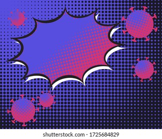 Background with bubbles in pop-art style background with the coronavirus covid-19 - Coronavirus outbreak.  Pop art retro dotted background