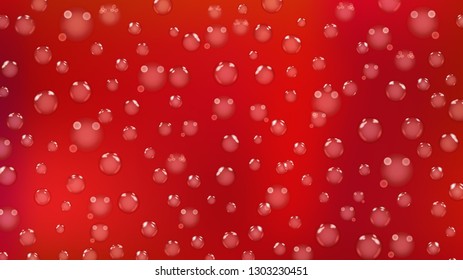 Background of bubbles or water drops of different sizes in red colors