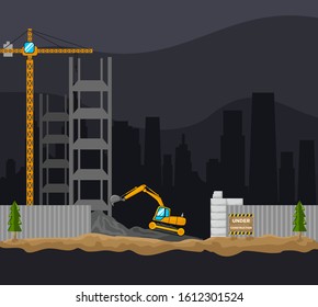 background of the building construction process