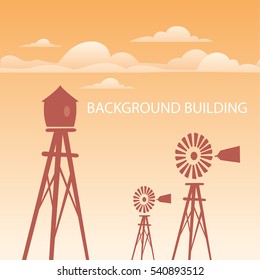 Background building for game interface, silhouette