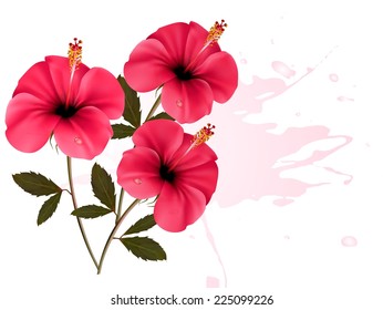 Background with a bunch of pink flowers. Vector. 