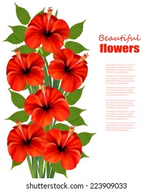 Background with a bunch of red flowers. Vector.