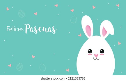 background with bunny. "Felices pascuas" means Happy Easter.