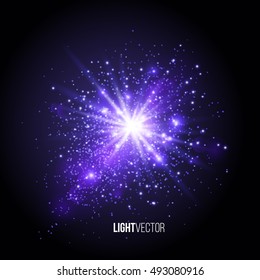 Background burst with sparkles and glitter , glow light effect. Vector illustration.