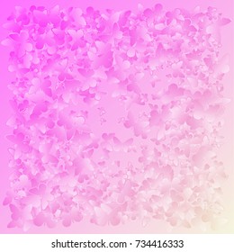 Background of butterflies. Abstract vector pattern of butterflies. Pink, yellow, warm