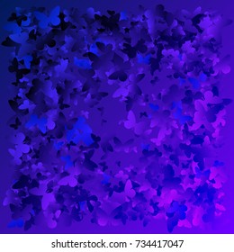 Background of butterflies. Abstract vector pattern of butterflies. Blue, purple, cold