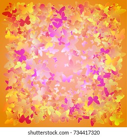 Background of butterflies. Abstract vector pattern of butterflies. Yellow, blue, purple
