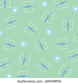 Background with butterflies and flowers