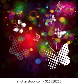 Background with butterflies glow. Vector