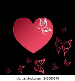 Background with butterflies and hearts