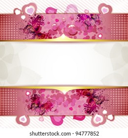 Background with butterflies and hearts