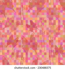 Background of butterflies. Pink. Abstraction