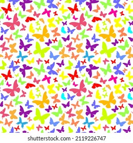 Fondo con mariposas. Patrón sin foco con mariposas coloridas. Vector.
