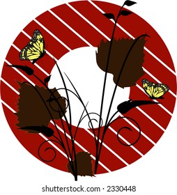 background with butterflies and striped circles