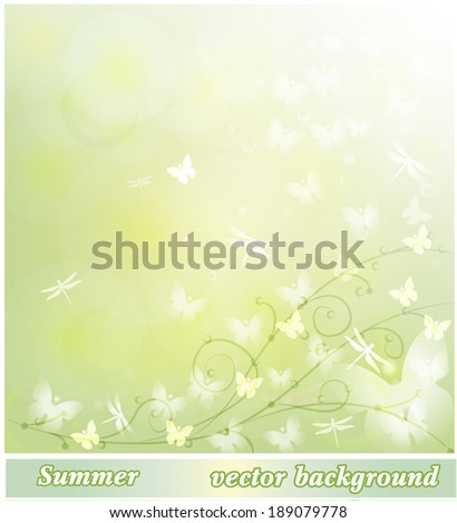 Background butterflies in summer in pastel