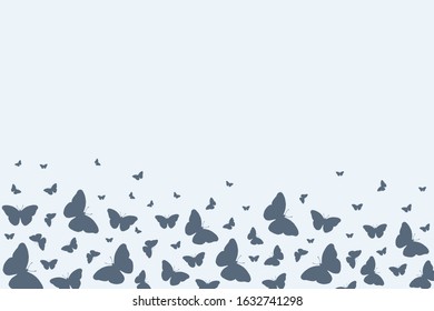 Background with butterflies. Vector background with butterflies with doodle doodles. Linear illustration.