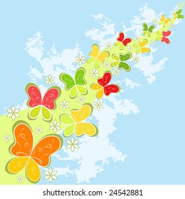 Background with butterflies, vector illustration.
