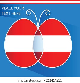 Background with butterfly decorated as flag of Austria