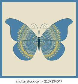 Antecedentes con mariposa decorada como bandera de Ucrania