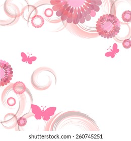 Background with butterfly and flowers